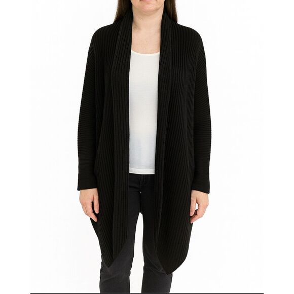 St. John Merino Wool Long Line Chunky Batwing Open Front Cardigan Sweater L - Picture 1 of 9